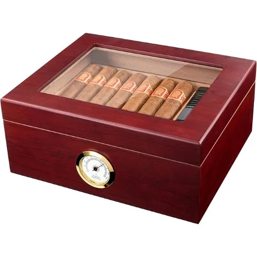 Mantello premium Spanish-cedar cigar humidor for 25 to 50 cigars